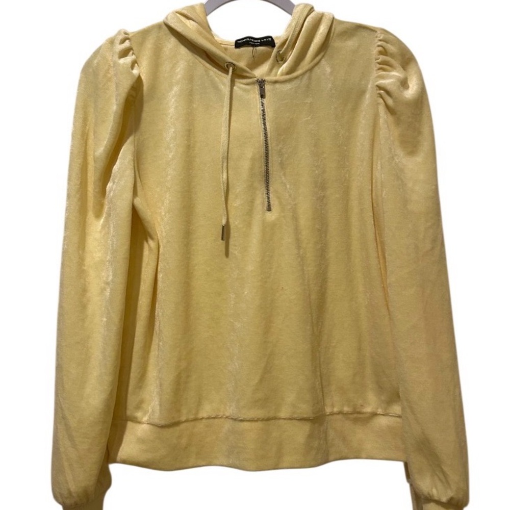 Generation Love Yellow Velvet Half-Zip Hoodie - Women
